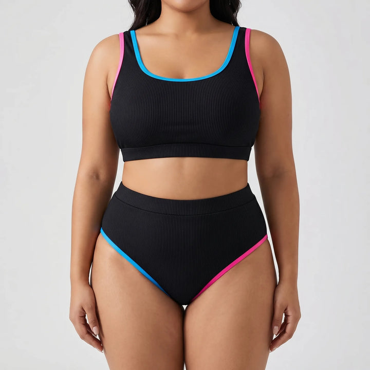 Plus Size Tie Dye Two-Piece Bikini Set - Jean