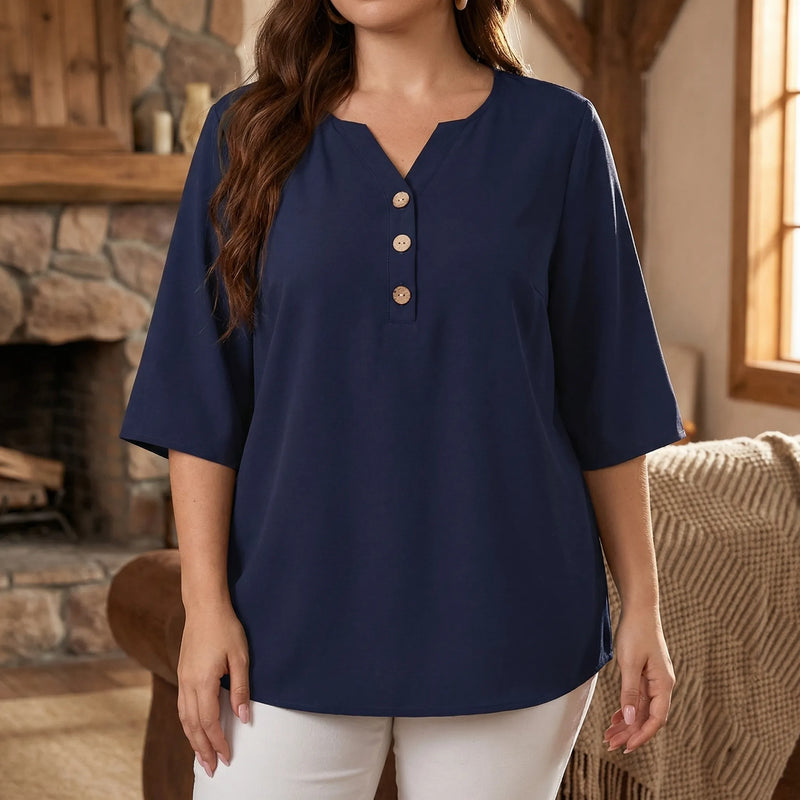 Plus Size V-Neck Casual Top - Lucia