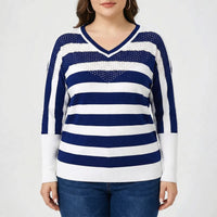 Plus Size V-Neck Knit Sweater - Barbara