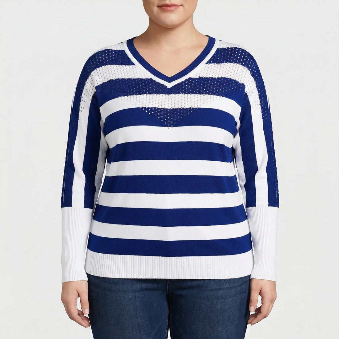 Plus Size V-Neck Knit Sweater - Barbara