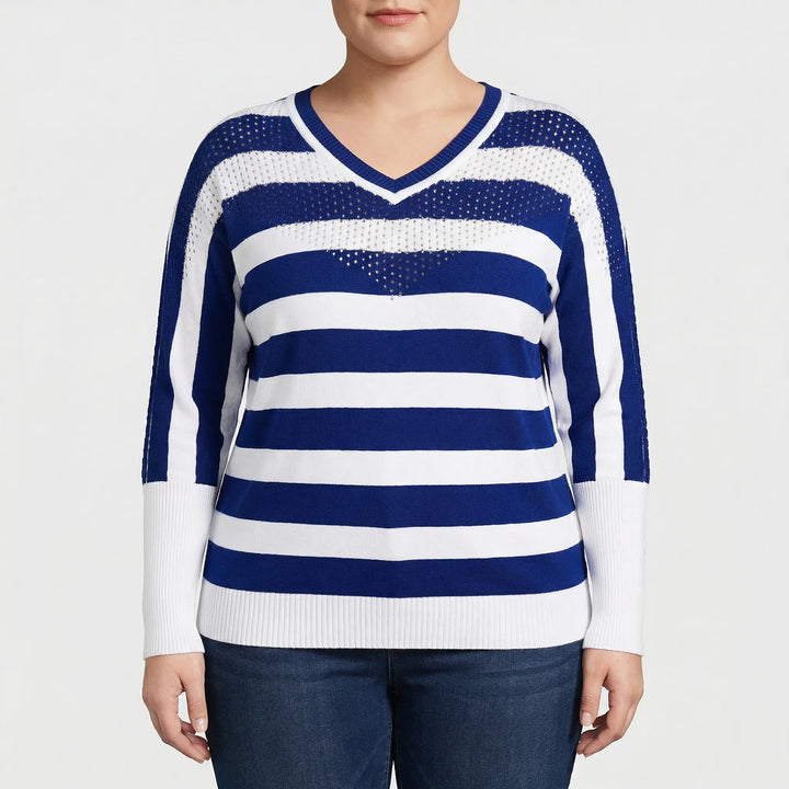 Plus Size V-Neck Knit Sweater - Barbara