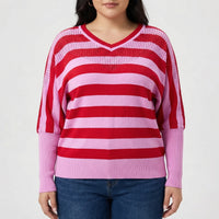 Plus Size V-Neck Knit Sweater - Barbara