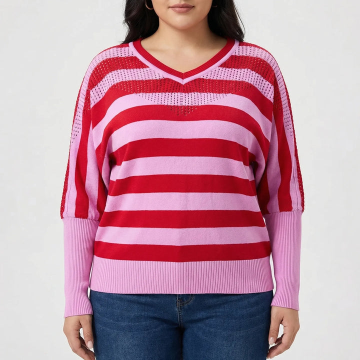 Plus Size V-Neck Knit Sweater - Barbara