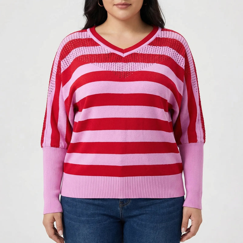 Plus Size V-Neck Knit Sweater - Barbara