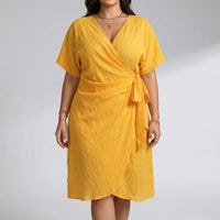 Plus Size Wrap Knot Midi Dress - Whitney