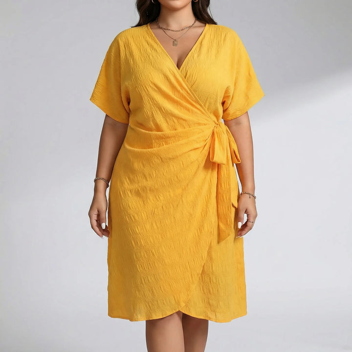 Plus Size Wrap Knot Midi Dress - Whitney