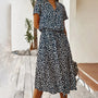 Bedrucktes Kleid mit V-Ausschnitt – Marielle