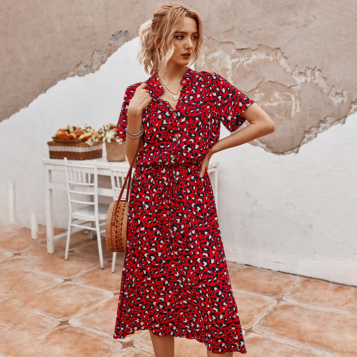 Bedrucktes Kleid mit V-Ausschnitt – Marielle