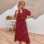 Bedrucktes Kleid mit V-Ausschnitt – Marielle