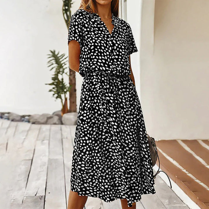 Bedrucktes Kleid mit V-Ausschnitt – Marielle