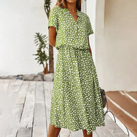 Bedrucktes Kleid mit V-Ausschnitt – Marielle