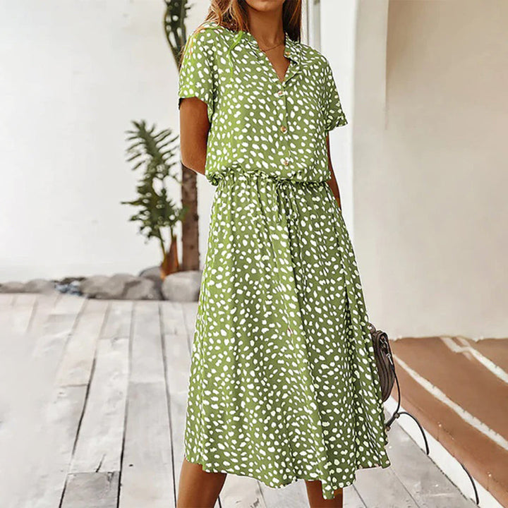 Bedrucktes Kleid mit V-Ausschnitt – Marielle