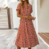 Bedrucktes Kleid mit V-Ausschnitt – Marielle