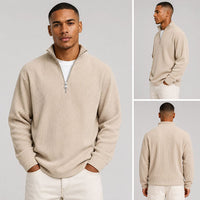 Men's Sweater | Ribbed Half-Zip Long Sleeve Pullover 15