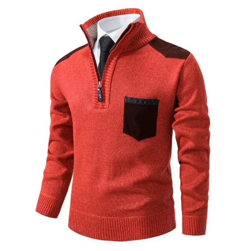 Heren trui met edge-zipper-hals en lange mouwen – Cedric