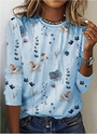 Gestricktes Damen-Shirt mit Blumenmuster & Rundhalsausschnitt – Fiorina