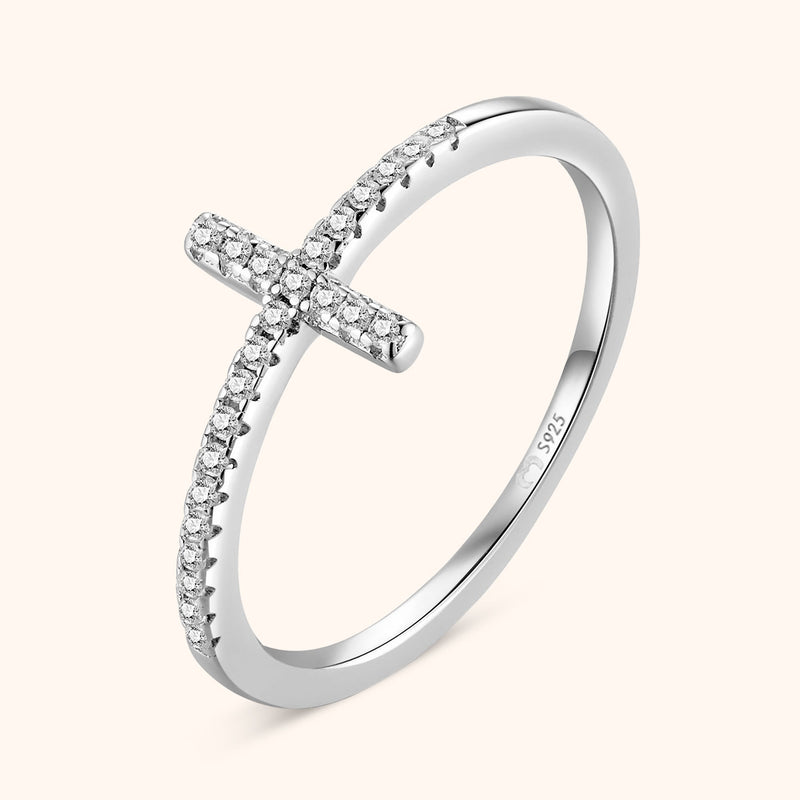 Stijlvolle Ring met Zirkonia Kruis - Faith