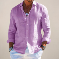 Relaxed Men's Linen Shirt with Button Front and Long Sleeves 6