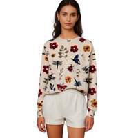 Fröhlicher Damenpullover mit Blumenmuster - Fleur