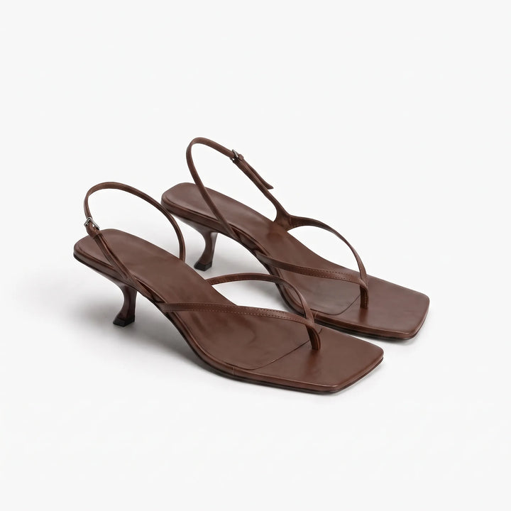 Retro Sandalen Met Hak En Vierkante Neus - Laura