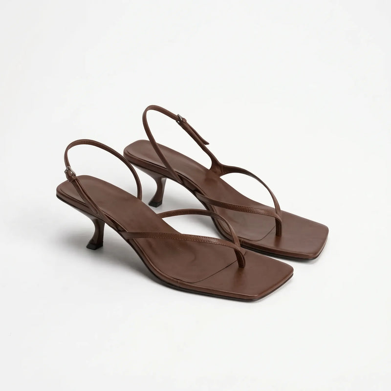 Retro Sandalen Met Hak En Vierkante Neus - Laura