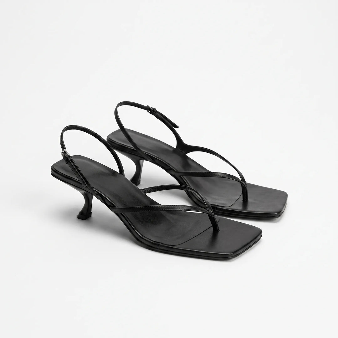 Retro Sandalen Met Hak En Vierkante Neus - Laura