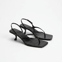 Retro Sandalen Met Hak En Vierkante Neus - Laura