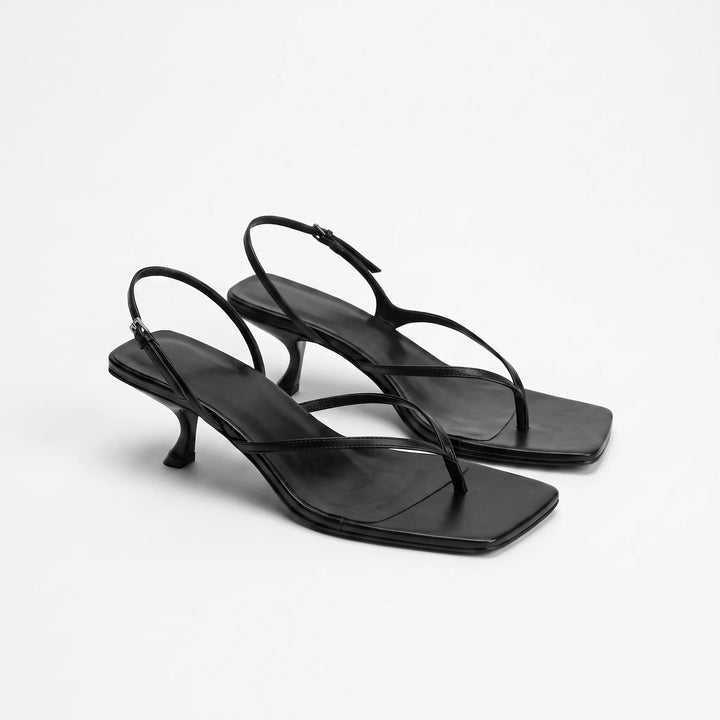Retro Sandalen Met Hak En Vierkante Neus - Laura