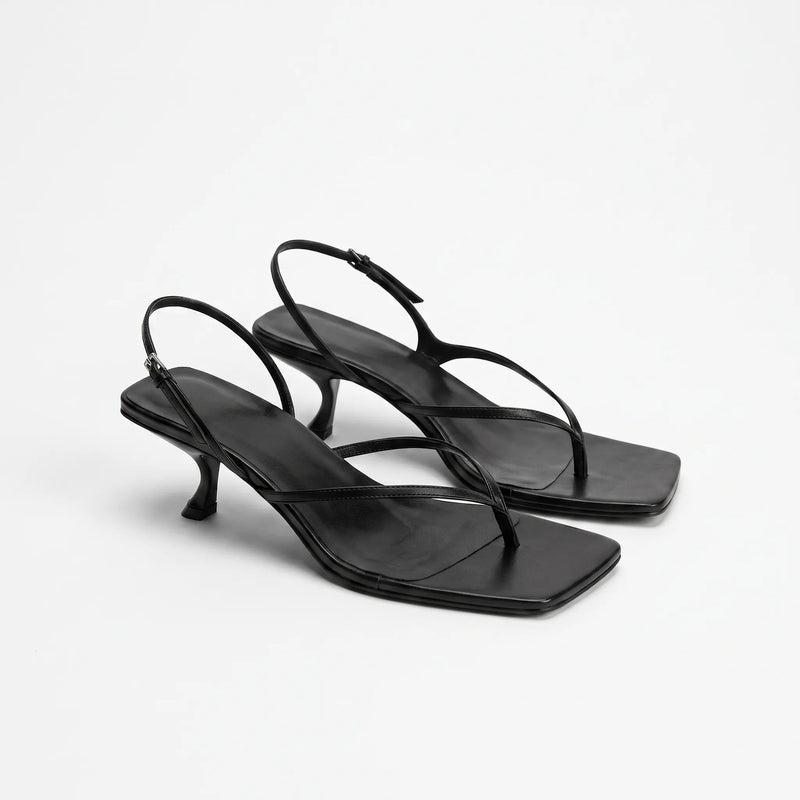 Retro Sandalen Met Hak En Vierkante Neus - Laura