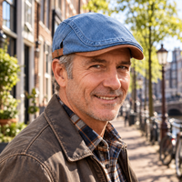 Men's Flat Cap | Retro Denim Newsboy Hat 1