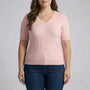 Ribbed Knit V-Neck Pullover Top - Silvia