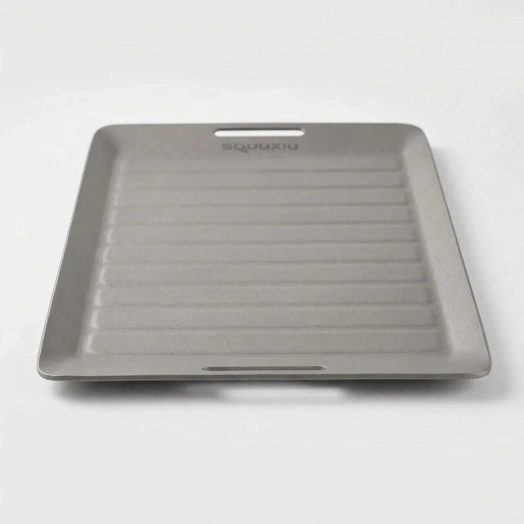 Ridged Titanium Camping Grill Plate With Tongs -  Flamekit
