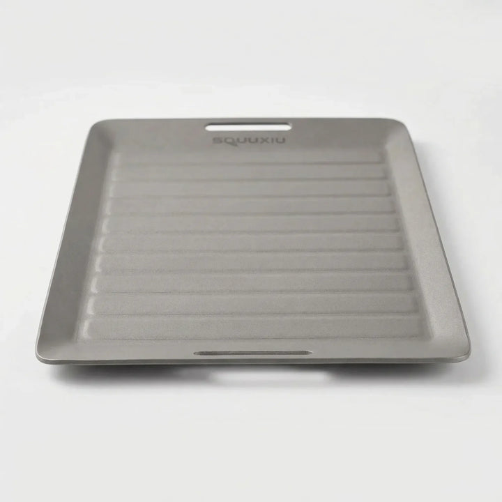 Ridged Titanium Camping Grill Plate With Tongs -  Flamekit