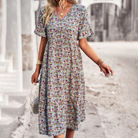 Floral Print Midi Dress - Lilac
