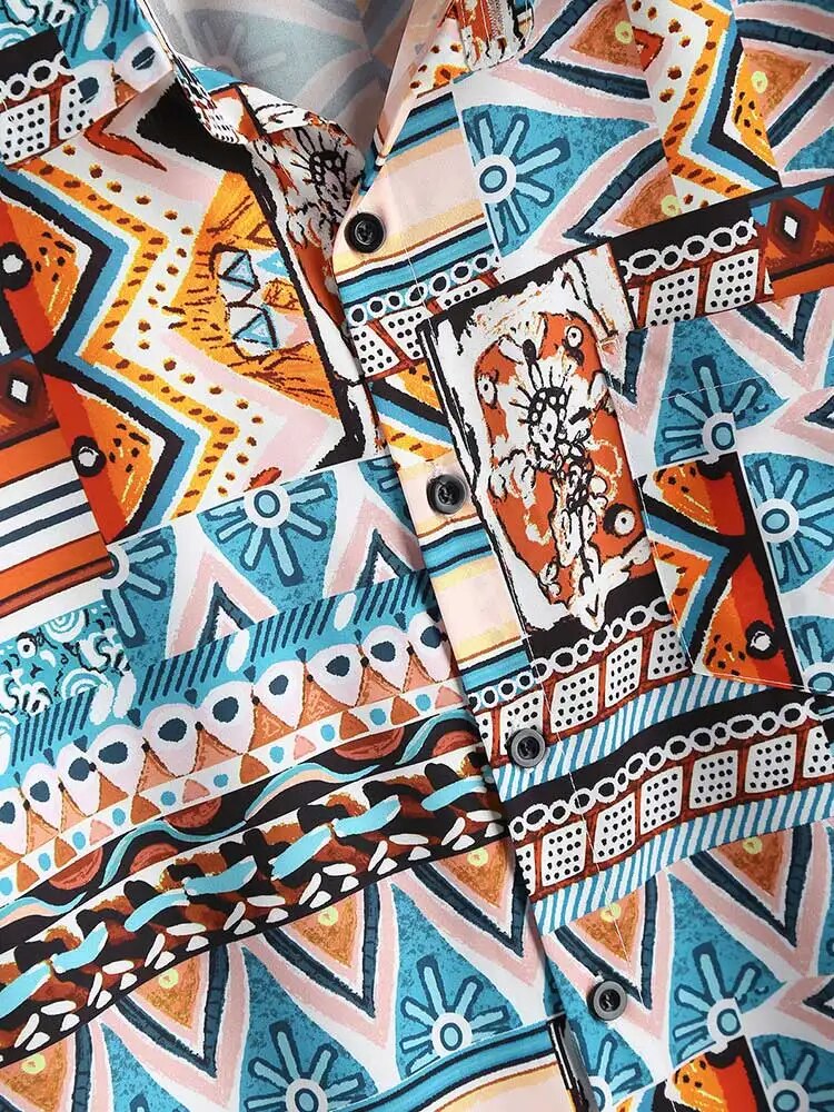 Zomers Dames Shirt met Etnische Print en Borstzak – Nova