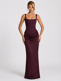 Corset Maxi Dress with Draped Skirt and Lace-Up Back 16