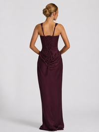 Corset Maxi Dress with Draped Skirt and Lace-Up Back 14