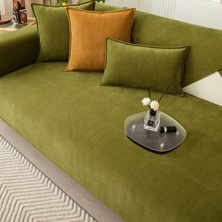 Chenille Sofaschoner mit Fischgrätstruktur – VeluraShield