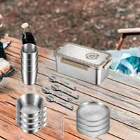 Camping-Geschirrset mit Edelstahlbesteck und Aufbewahrungsbox – CampSet