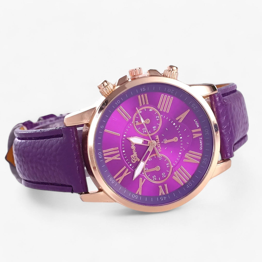 Luxuriöse wasserdichte Damenarmbanduhr mit Lederband – Camille