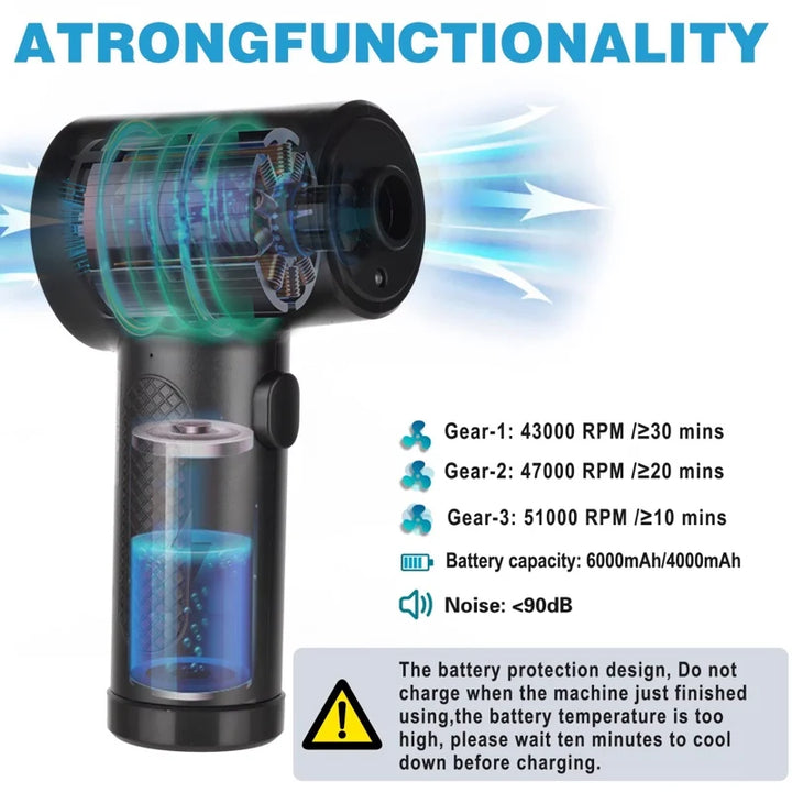 Draadloze luchtblazer met 51.000RPM motor & LED-licht – JetSweep