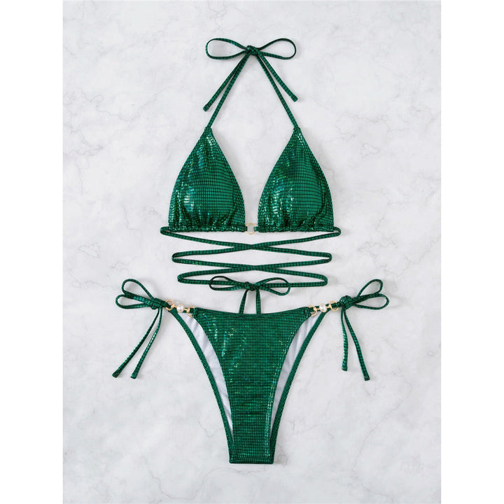 Greeny Glitter Bikini | Mit sexy Trägern