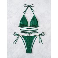 Greeny Glitter Bikini | Mit sexy Trägern