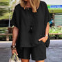 Trendiges Zweiteiliges Leinen-Damen-Sommer-Set mit Shorts – Nayla