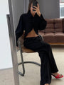 Luftiges & Stilvolles Zweiteiliges Leinen-Damen-Set mit Langarmshirt und Hose – Nayela