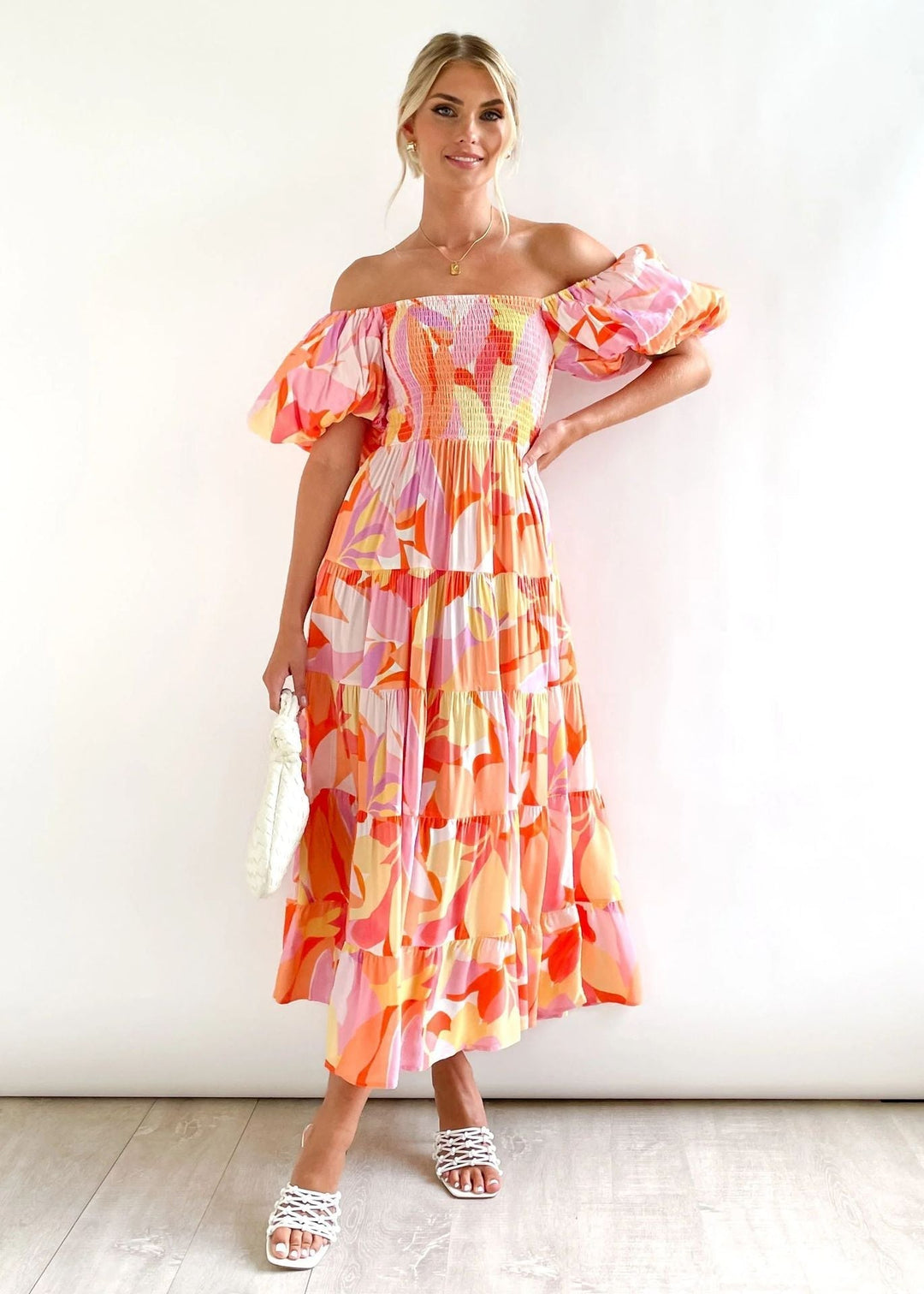 Off-Shoulder Midi Dress – Waist