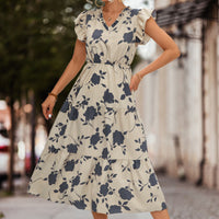 A-Linien Sommerkleid mit Puffärmeln und Farbakzent – Thalia
