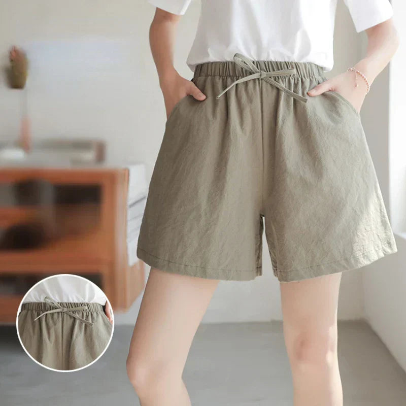Luftige Damen-Leinen-Shorts mit Hoher Taille und Sportlicher Passform – Fenja