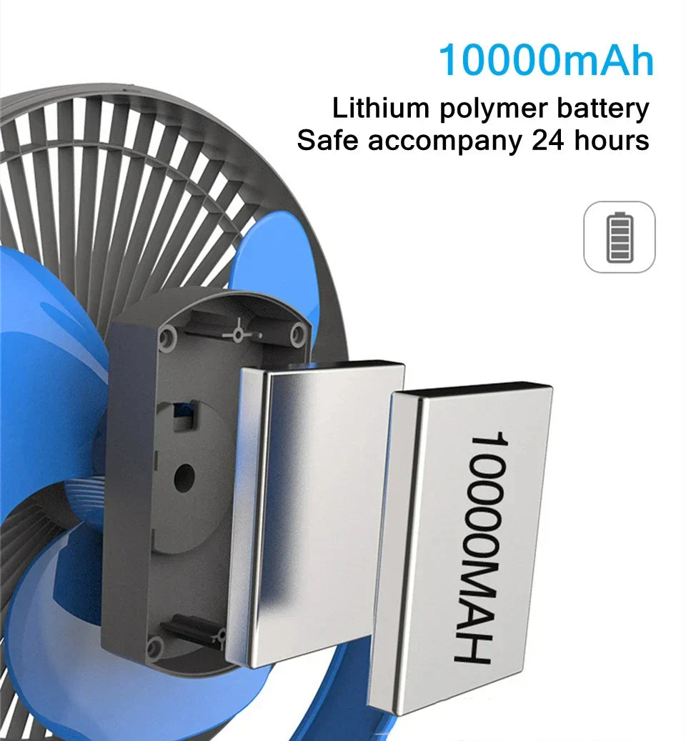 Portable USB Rechargeable Fan with 10000mAh Battery &amp; Clip – Zephyr 