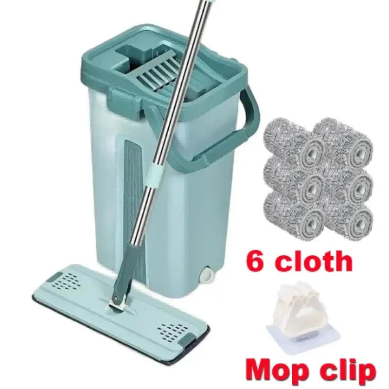 Freihändige Flache Wischmopp mit Eimer - FlexiMop